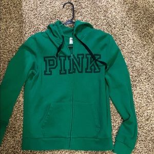 Pink green and black zip up hoodie